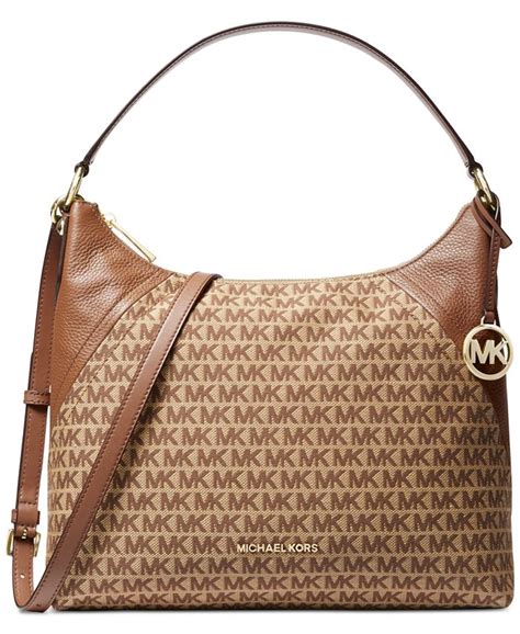 michael kors aria jacquard signature shoulder bag|Aria Large Signature Logo Jacquard Shoulder Bag .